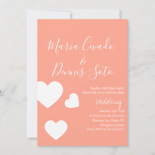 Floating Heart Lettering Script Wedding Bold Colou Invitation