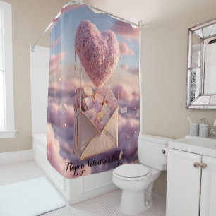 Floating Heart of Love Letters Design Postcard Shower Curtain