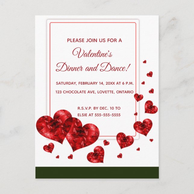 Floating Hearts Valentine's Day Party Invitation Postcard (Front)
