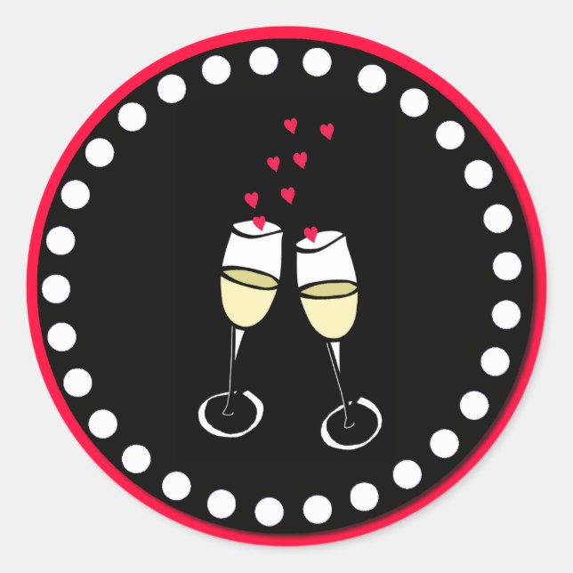 Floating Hearts Wedding Toast Envelope Stickers (Front)