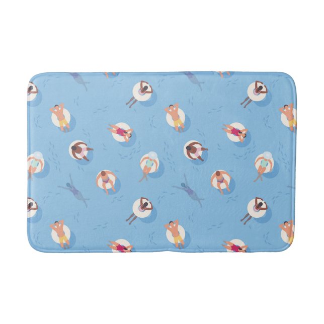 Floating in the Lazy River Pattern Bath Mat (Front)