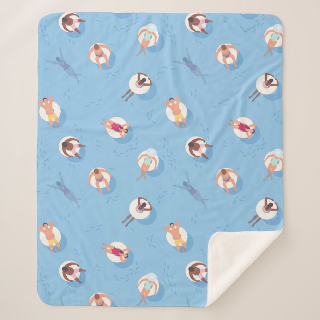 Floating in the Lazy River Pattern Sherpa Blanket (Front)