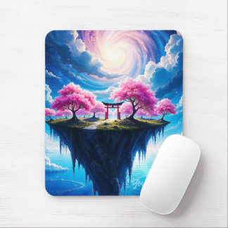 Floating Island Sakura Art Mouse Pad