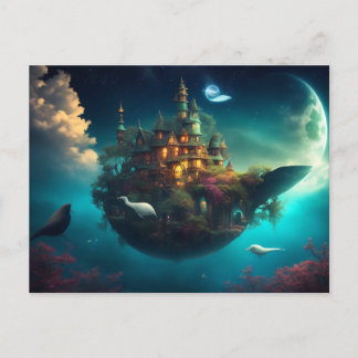 Floating Island Surreal Art Postcard