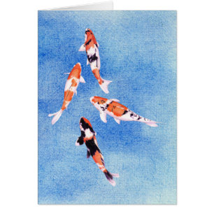 Floating Koi Blue Card