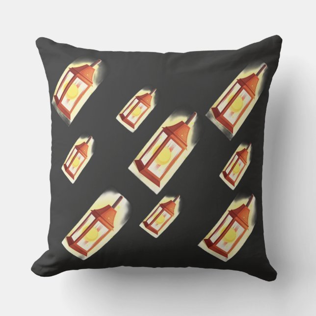 Floating Lantern Glow Pattern Cosy Aesthetic Decor Cushion (Front)