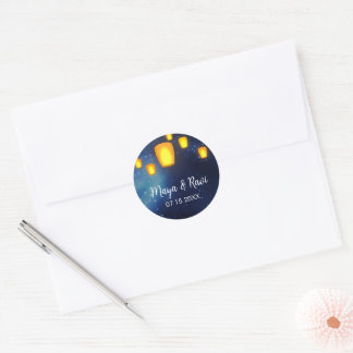 Floating Lanterns Wedding Classic Round Sticker