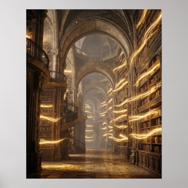 Floating Light Ancient Library  Poster (Front)