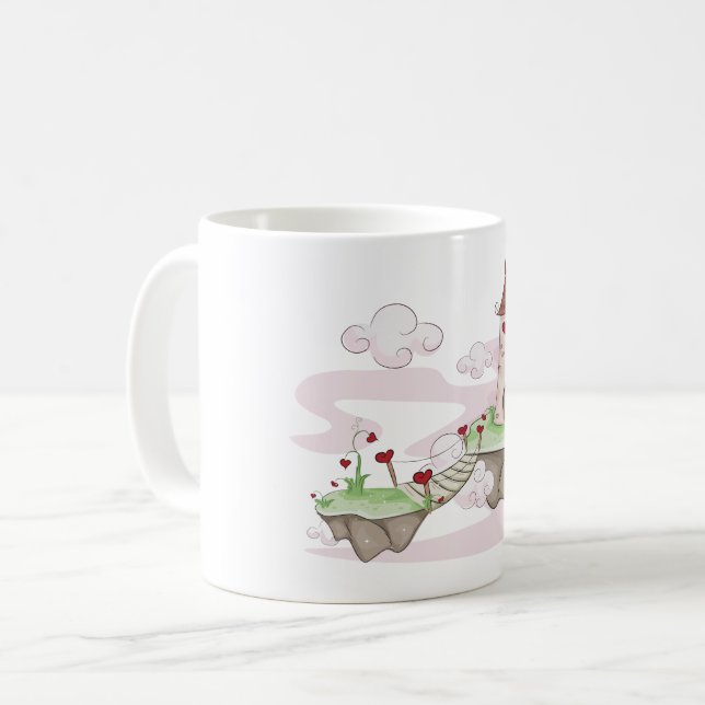 Floating Love Castle Illustration Romantic Fantasy Coffee Mug (Front Left)