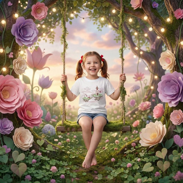 Floating Love Castle Illustration Romantic Fantasy T-Shirt (Creator Uploaded)