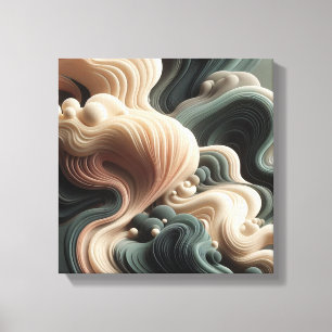 Floating Marble Surreal Art with Elegant Curves Canvas Print