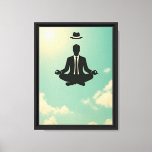 Floating Meditation Businessman Art Canvas Print