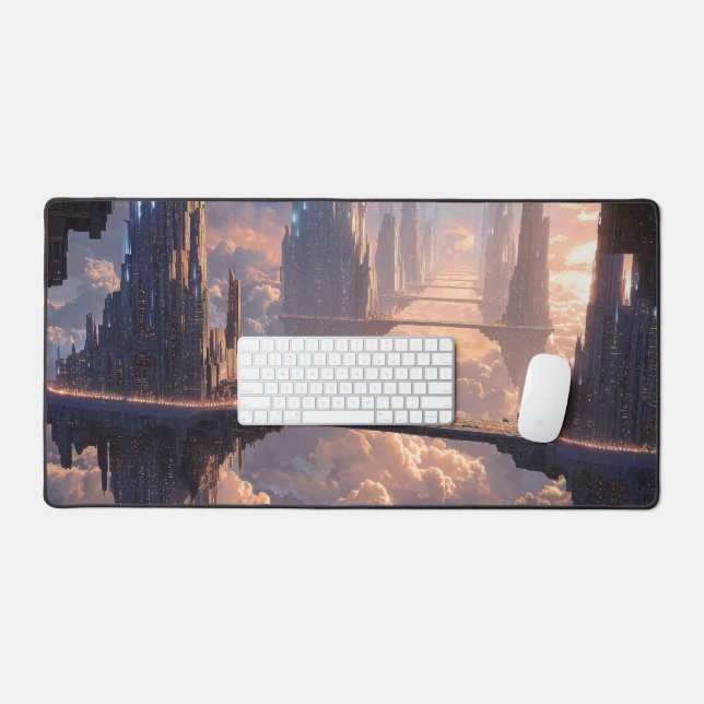 Floating Metropolis in the Clouds Desk Mat (Keyboard & Mouse)