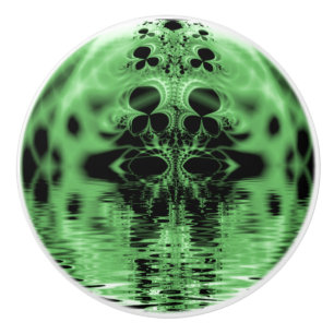 Floating Moon Green and Black Ceramic Knob