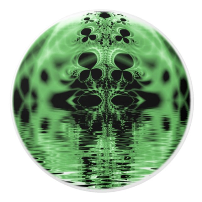 Floating Moon Green and Black Ceramic Knob (Front)