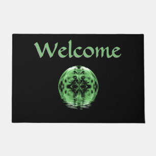 Floating Moon Green and Black Doormat