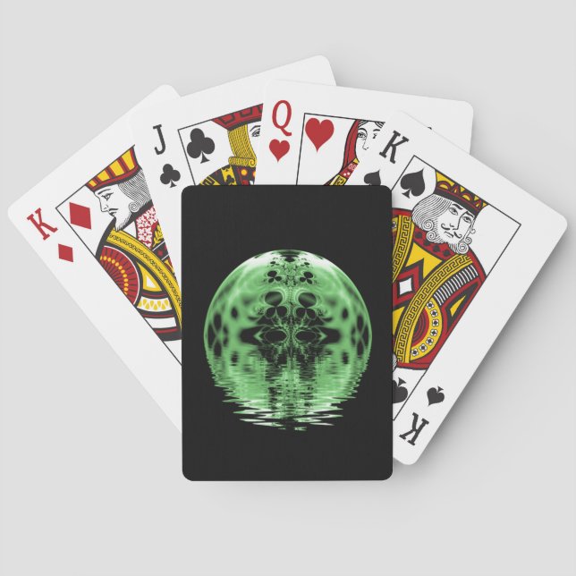 Floating Moon Green and Black Playing Cards (Back)