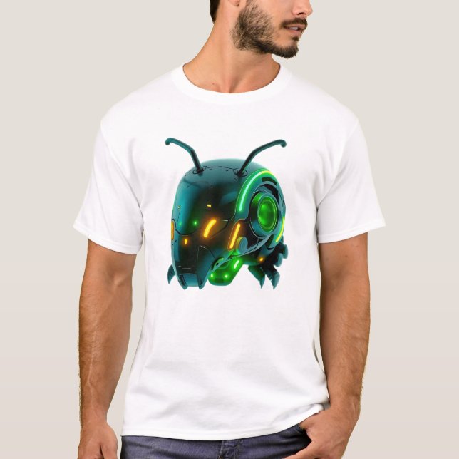 Floating Neon Robotic Caterpillar Face T-Shirt (Front)