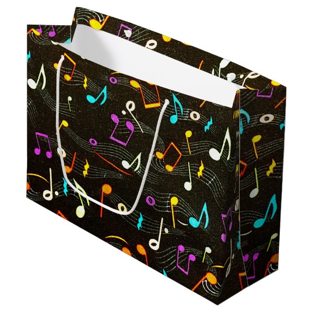 Floating Notes Fabric Print Large Gift Bag (Front Angled)