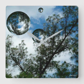 Floating Orbs Square Wall Clock