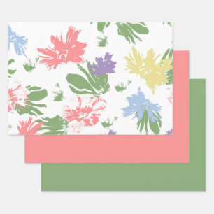 Floating Pastel Flowers design Wrapping Paper Sheet