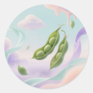 Floating Pea Pods Dreamy Classic Round Sticker