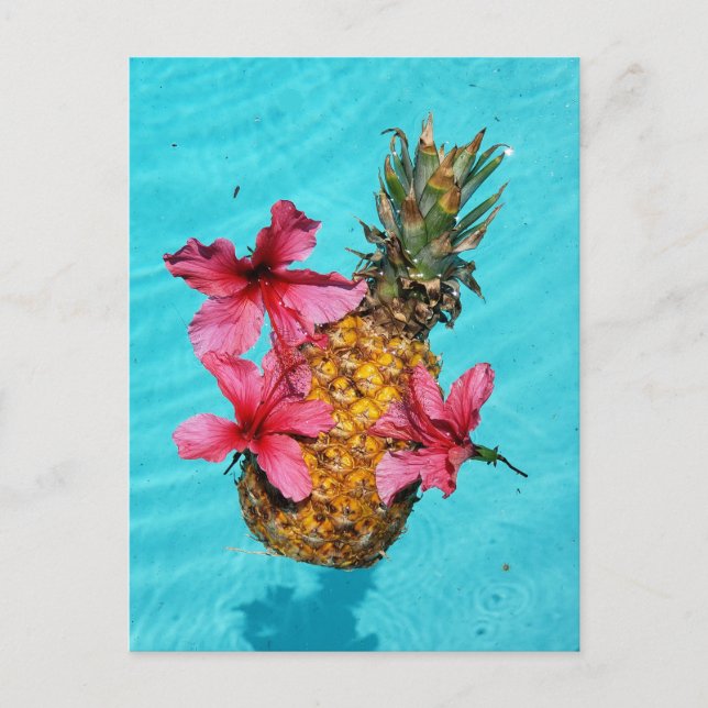 Floating Pineapple and Hibiscus Postcard (Front)