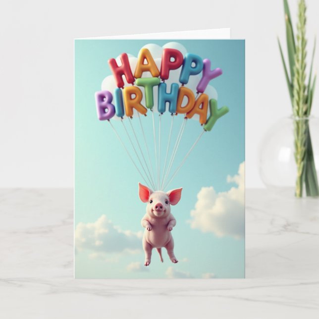 Floating Pink Birthday Card (Front)