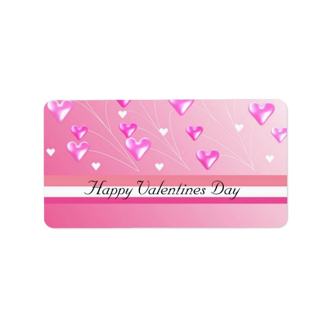 Floating Pink Valentine Hearts Label (Front)