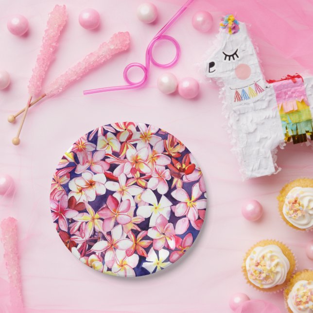 Floating Plumeria Paper Plate (Party)