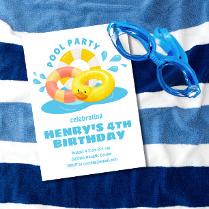 Floating Pool Themed Birthday Invitation