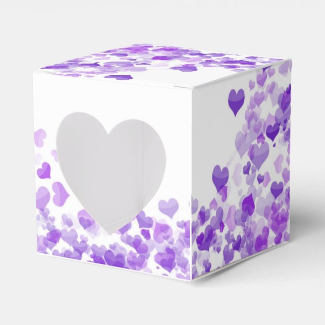 Floating purple hearts Favor Box (Front Side)