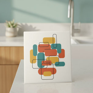 Floating Rectangles Abstract MCM #5 ID1224 Tile