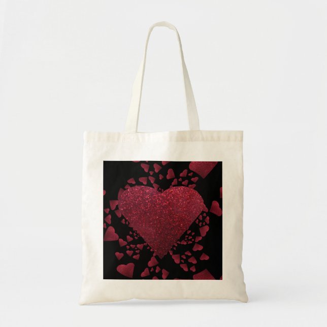 Floating Red Hearts A Glitter Tote Bag (Front)