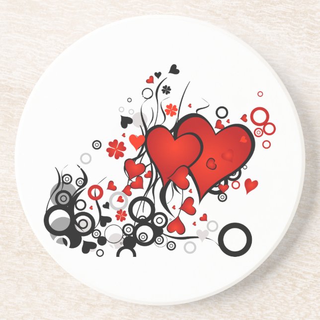 Floating Red Hearts Coaster (Front)