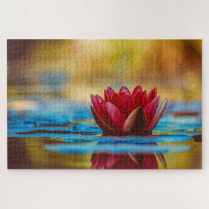 Floating Red Lotus Jigsaw Puzzle