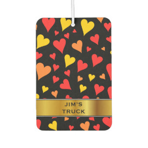 Floating Red, Orange and Yellow Hearts Pattern Car Air Freshener