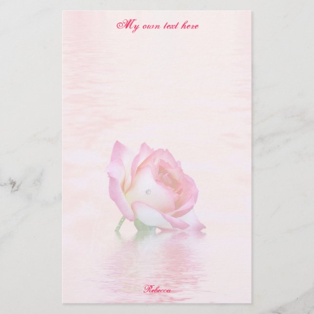 Floating Rose Letter Sheets Stationery (Front)