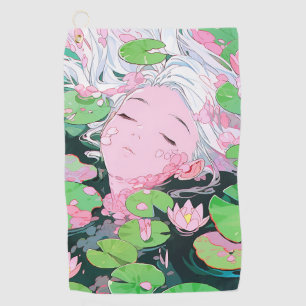 Floating Serenity Water Nymph Anime Girl Golf Towel