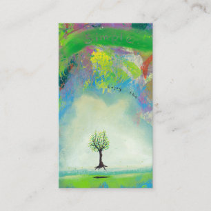 Floating tree colourful modern art In Motion Business Card