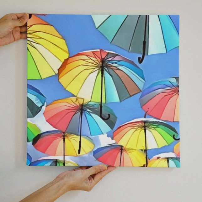 Floating Umbrella Sky Whimsical Parasols Art  Canvas Print (Creator Uploaded)