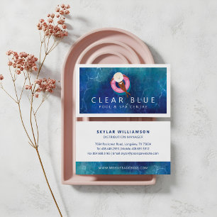Floating Woman Blue Water Ripples Pool & Spa Business Card