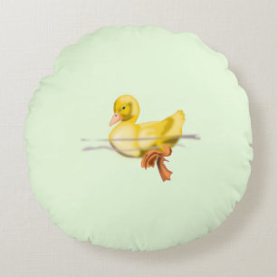 Floating Yellow Duckling Round Pillow - Your Color