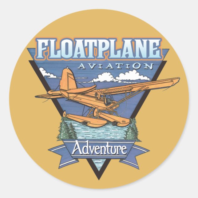 Floatplane Aviation Adventure Classic Round Sticker (Front)