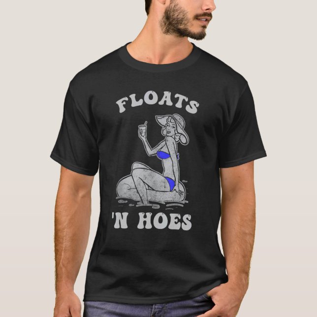 Floats And Hoes  Float Trip Tubing River Blue Biki T-Shirt (Front)