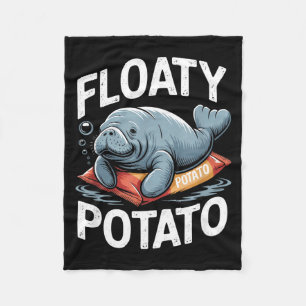 Floaty Tatoes Manatee Funny Sea Cow Ocean Animal L Fleece Blanket