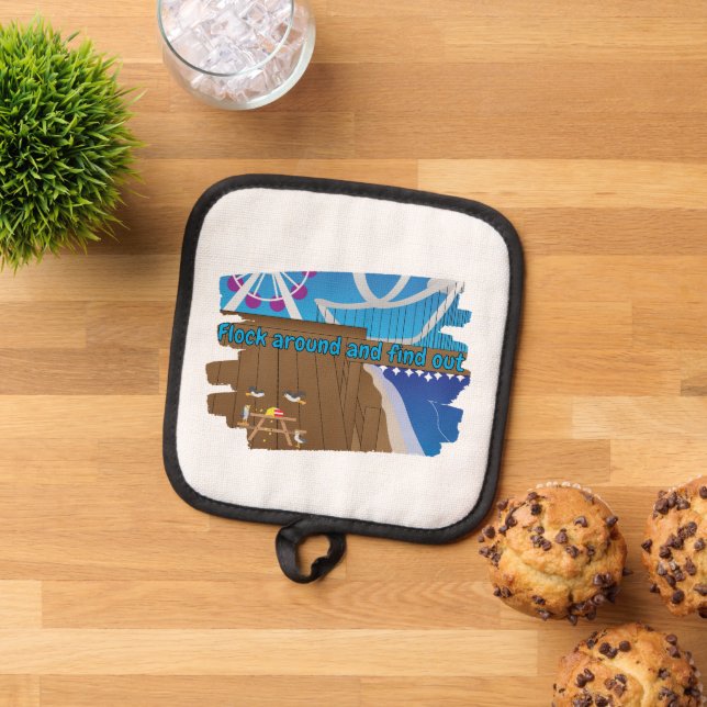 Flock Around and Find Out Funny Seagull Pot Holder (Top Down)