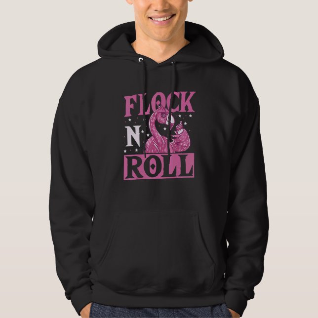Flock n Roll Flamingo Rock and Roll Hoodie (Front)