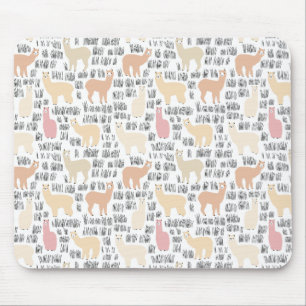 Flock Of Alpacas Pattern Mouse Pad