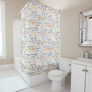 Flock Of Alpacas Pattern Shower Curtain